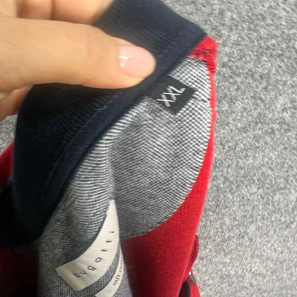 Bugatti Sweater Mens XXLarge Red Soft cotton Quarter Zip Long Sleeve LOGO - Picture 8 of 10